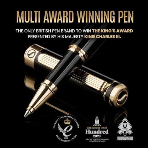 Luxury Rollerball Pen Black Lacquer Gold Trim Medium Gift
