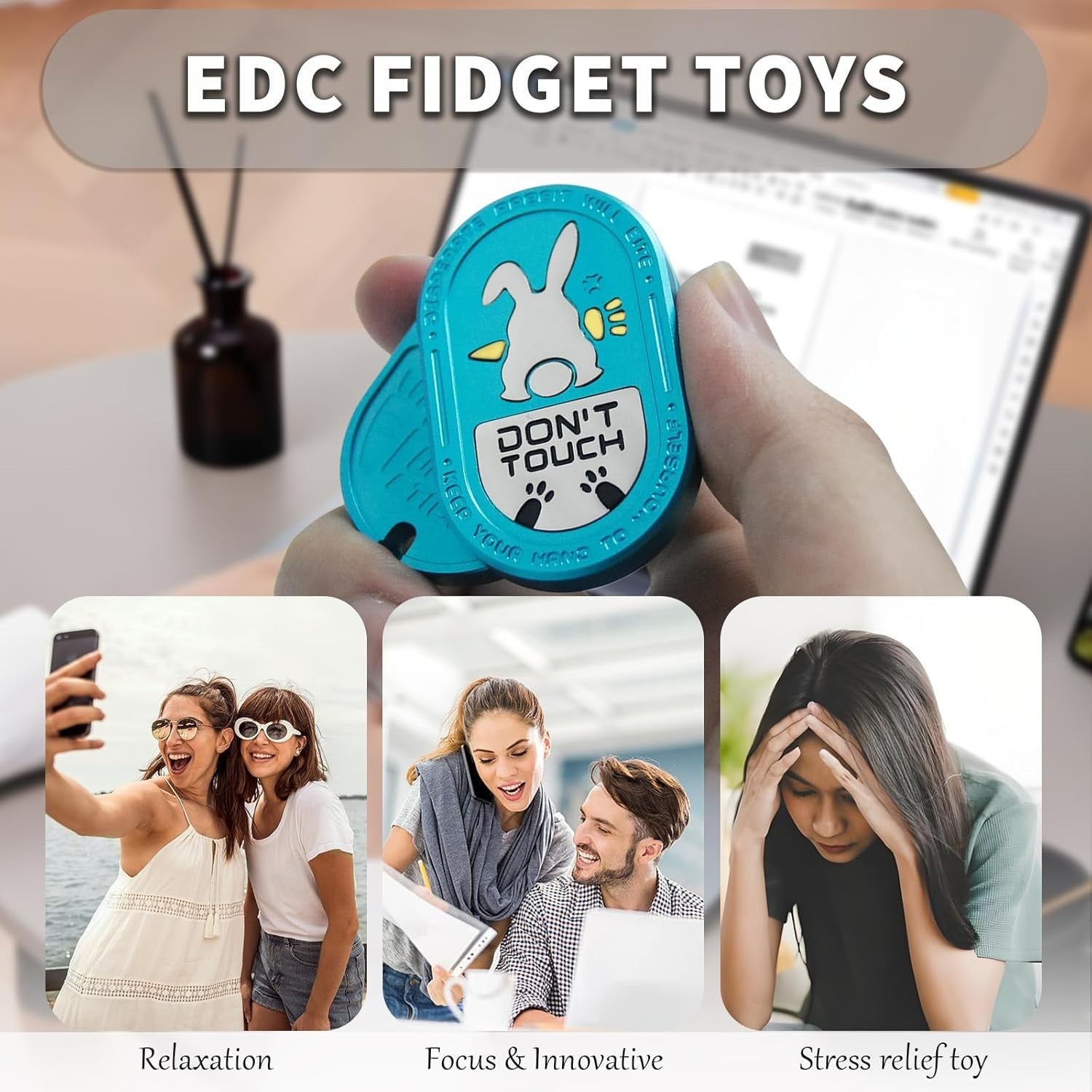 Blue Mechanical Fidget Slider Alloy Clicker Stress Relief Pocket EDC