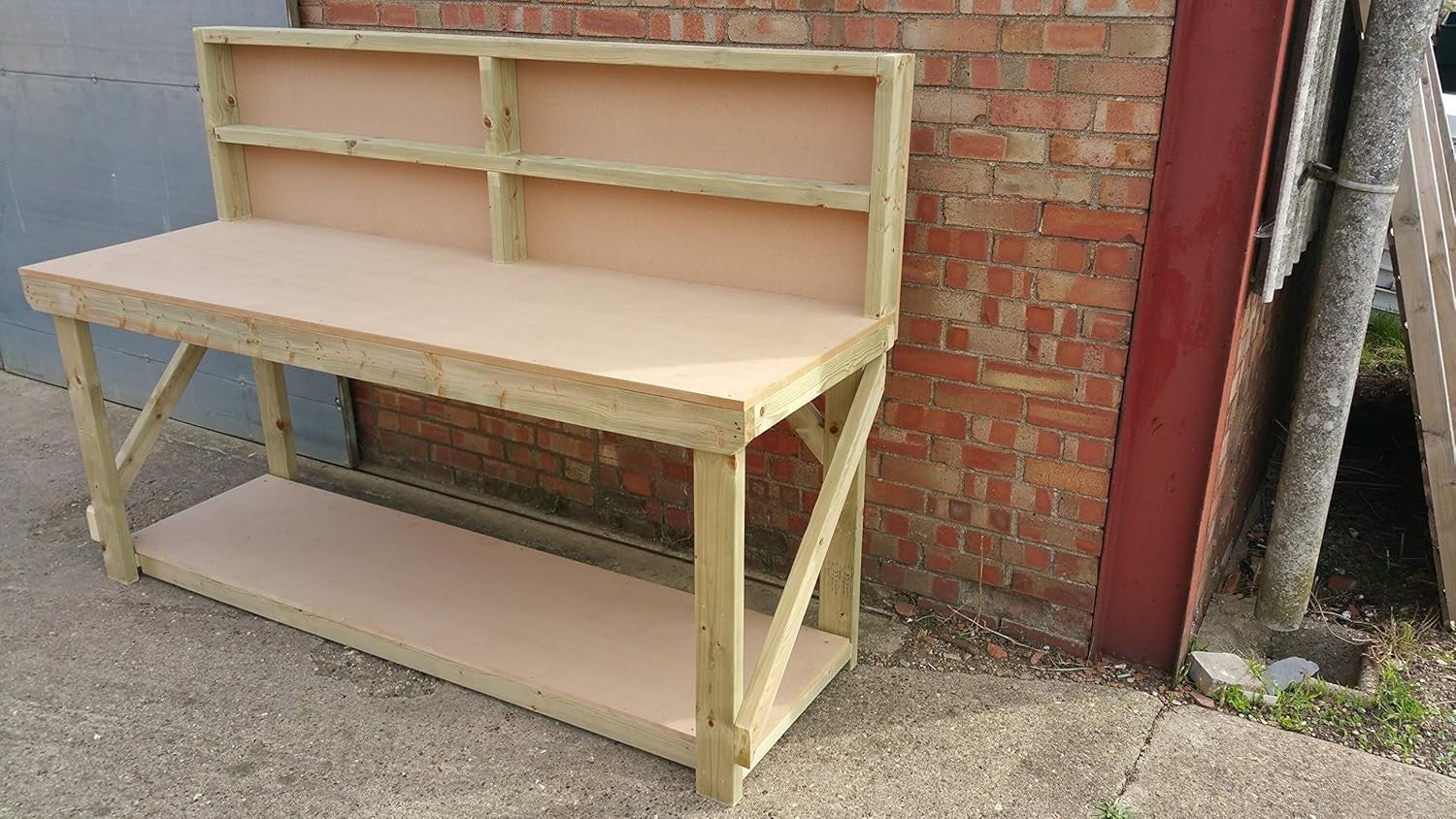 5ft Heavy Duty Wooden MDF Workbench with Back Panel – Strong Workshop Table