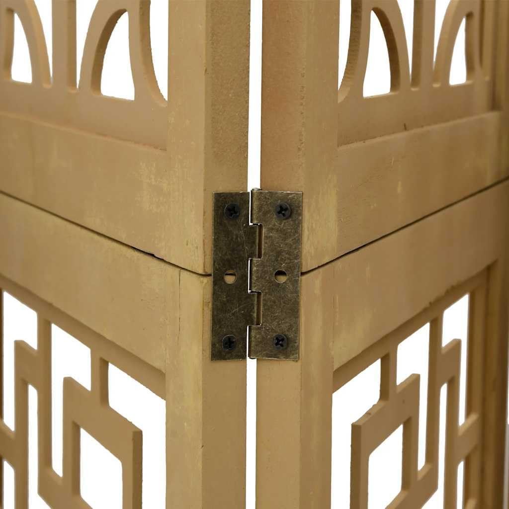 4 Panel Brown Wood Room Divider Folding Privacy Screen 160x180cm Decorative Part