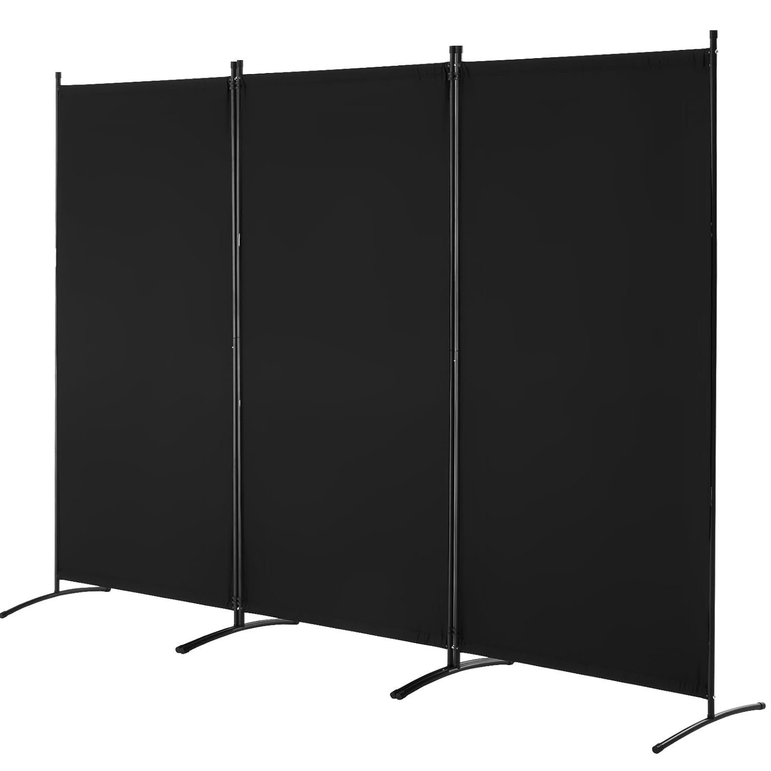 3 Panel Folding Room Divider Black Privacy Screen Freestanding 258x181cm