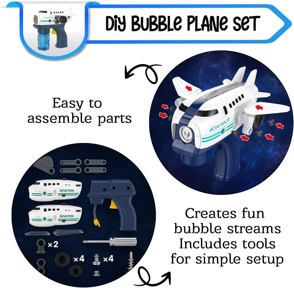 DIY Bubble Airplane Toy Gun Glider with 2 Bubble Solutions