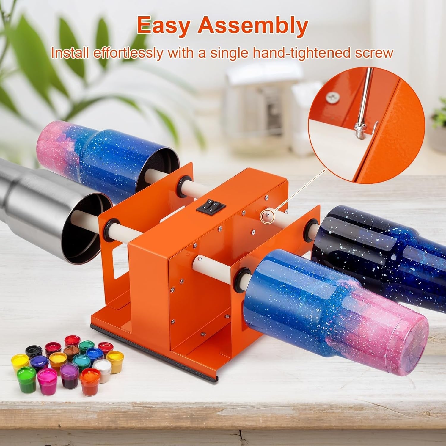 Dual Cup Turner Tumbler Kit Quiet Motor Adjustable DIY Epoxy Bottle Spinner