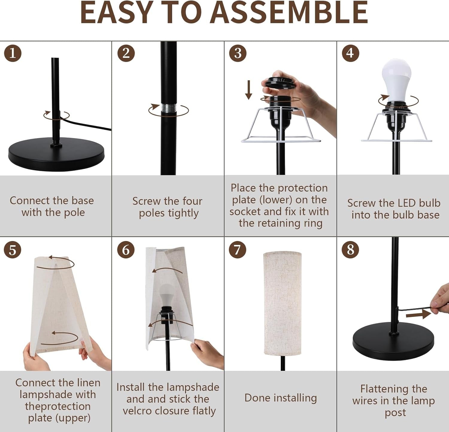 Smart Floor Lamp Remote App Foot Switch Dimmable 3 Colour Modern Standing Light