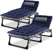 Heavy Duty Folding Camping Beds with Mattress - Portable Outdoor Cot 2-Pack
