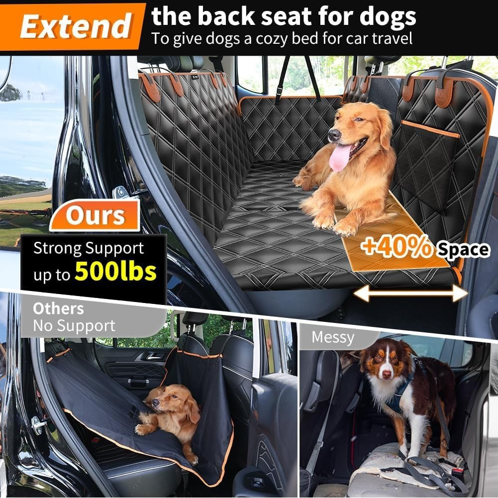 Hard Bottom Dog Car Hammock Back Seat Extender Waterproof 500lb Load