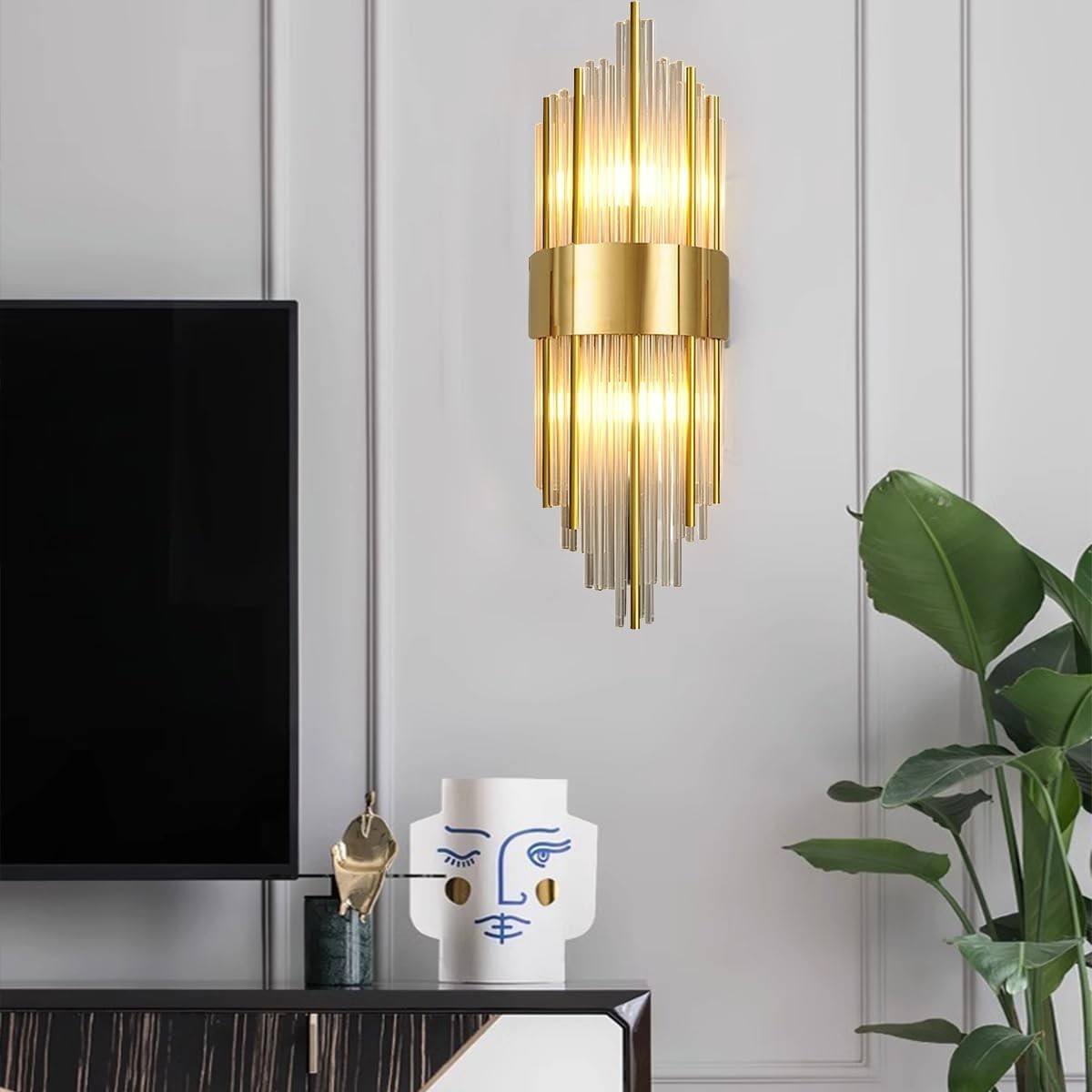 Luxury Crystal Wall Sconce, Modern Gold Finish, 60cm LED Fixture
