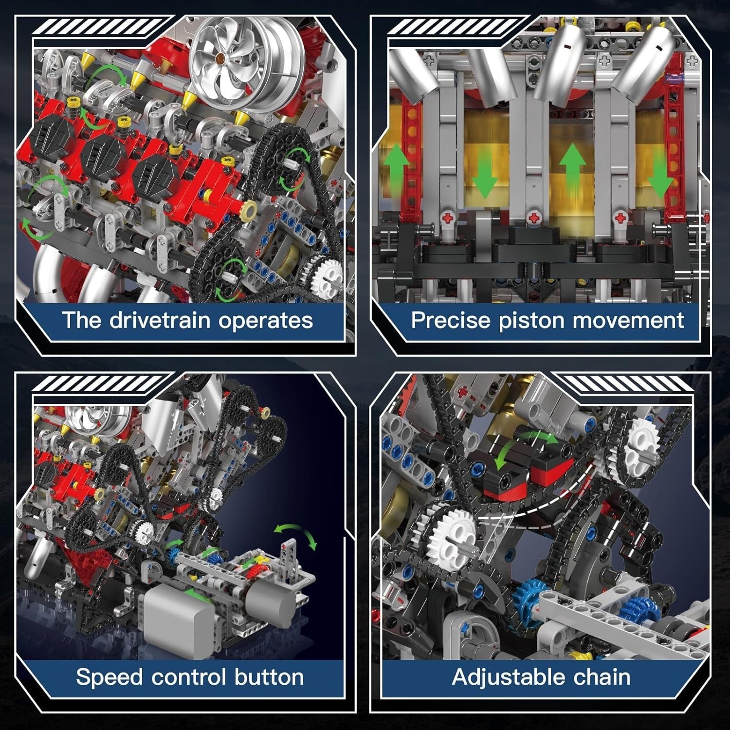 3.9L V8 Engine Model Kit with Sound & Moving Parts – 2718 PCS Adult Build Toy