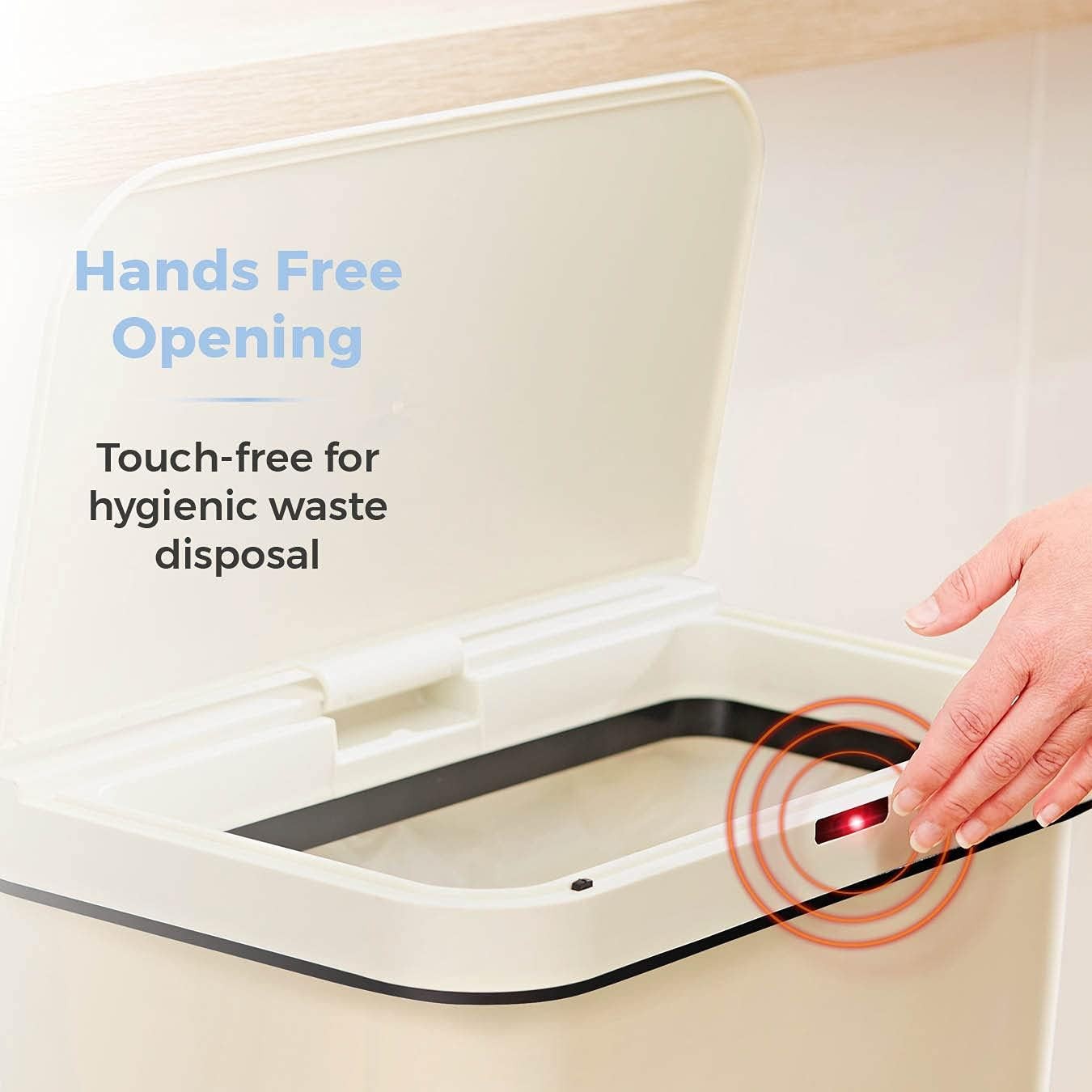 50L Automatic Sensor Kitchen Bin Touchless Motion Waste Cream