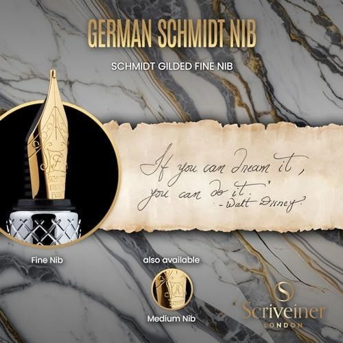 Luxury Fountain Pen Fine Nib Silver Gold Brass Gift Box Executive Writing