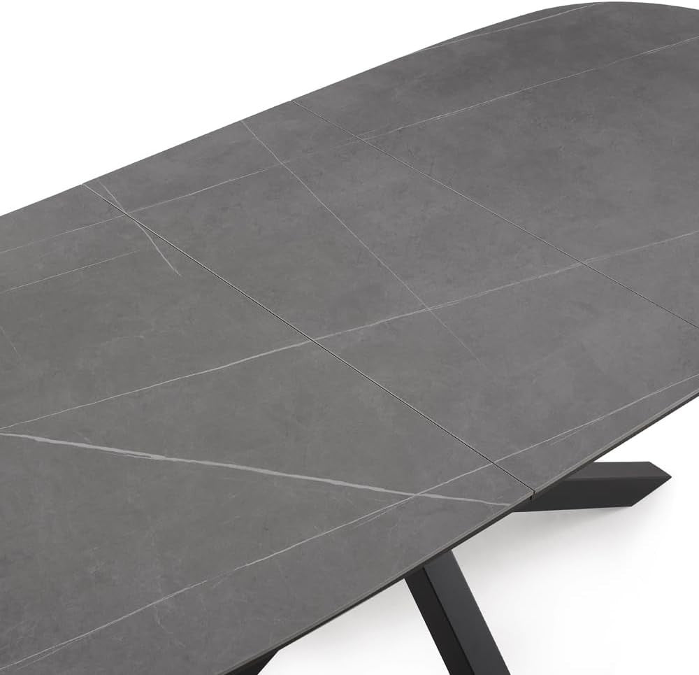 Extending Sintered Stone Dining Table Grey Modern Heatproof Scratchproof