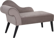 Vintage Left Hand Velvet Chaise Lounge Taupe Fabric with Black Legs 120 kg