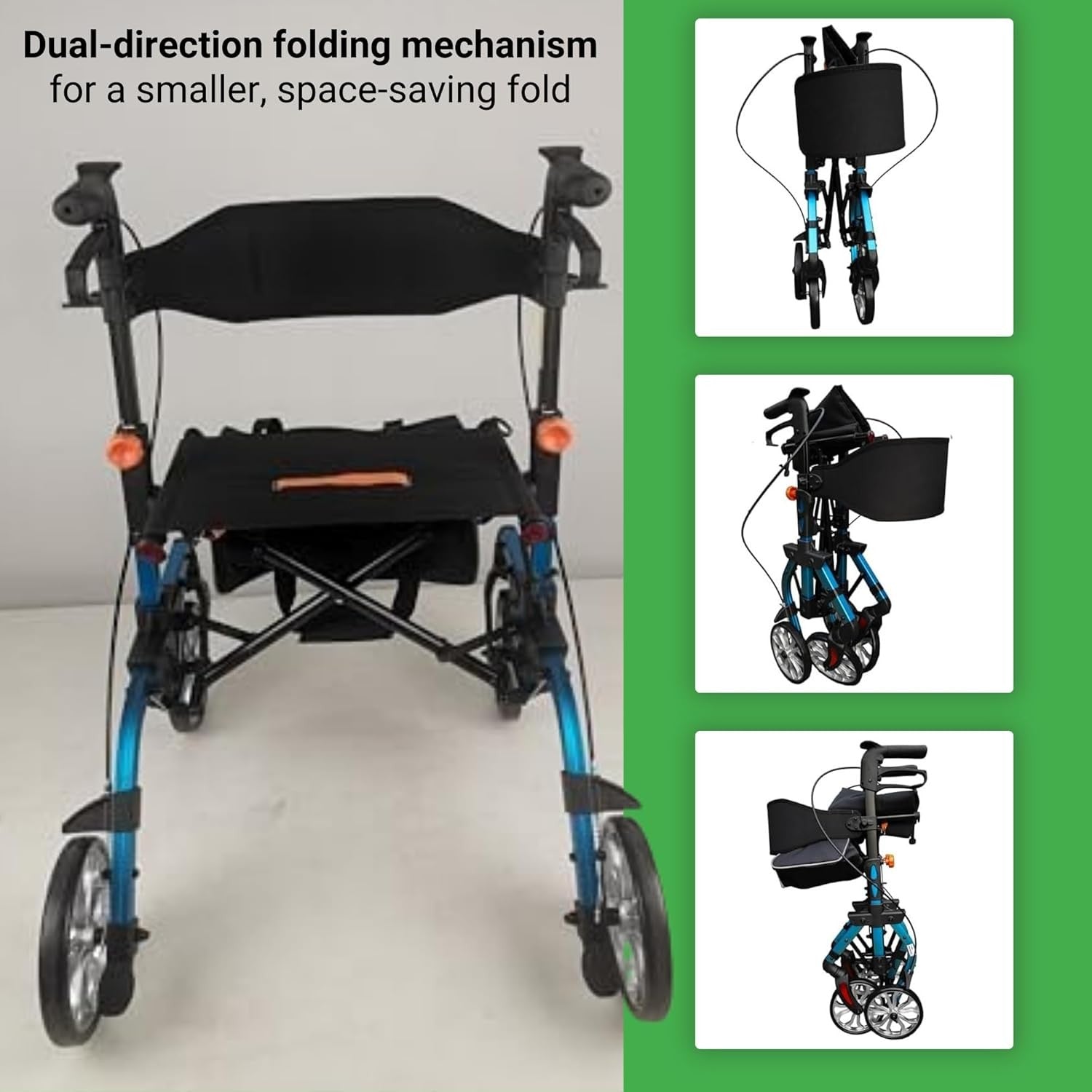 Lightweight 4 Wheel Rollator Walker with Seat Folding Adjustable Mobility Aid