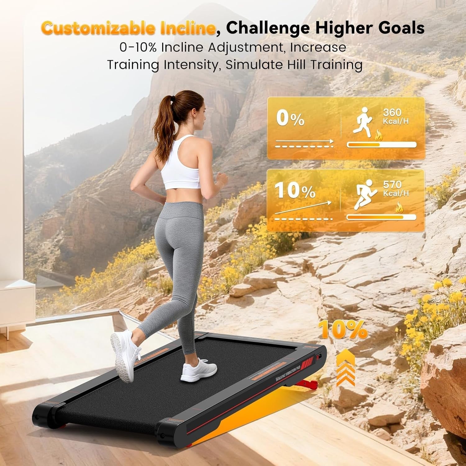 4-in-1 Under Desk Treadmill with 10% Auto Incline & Vibration