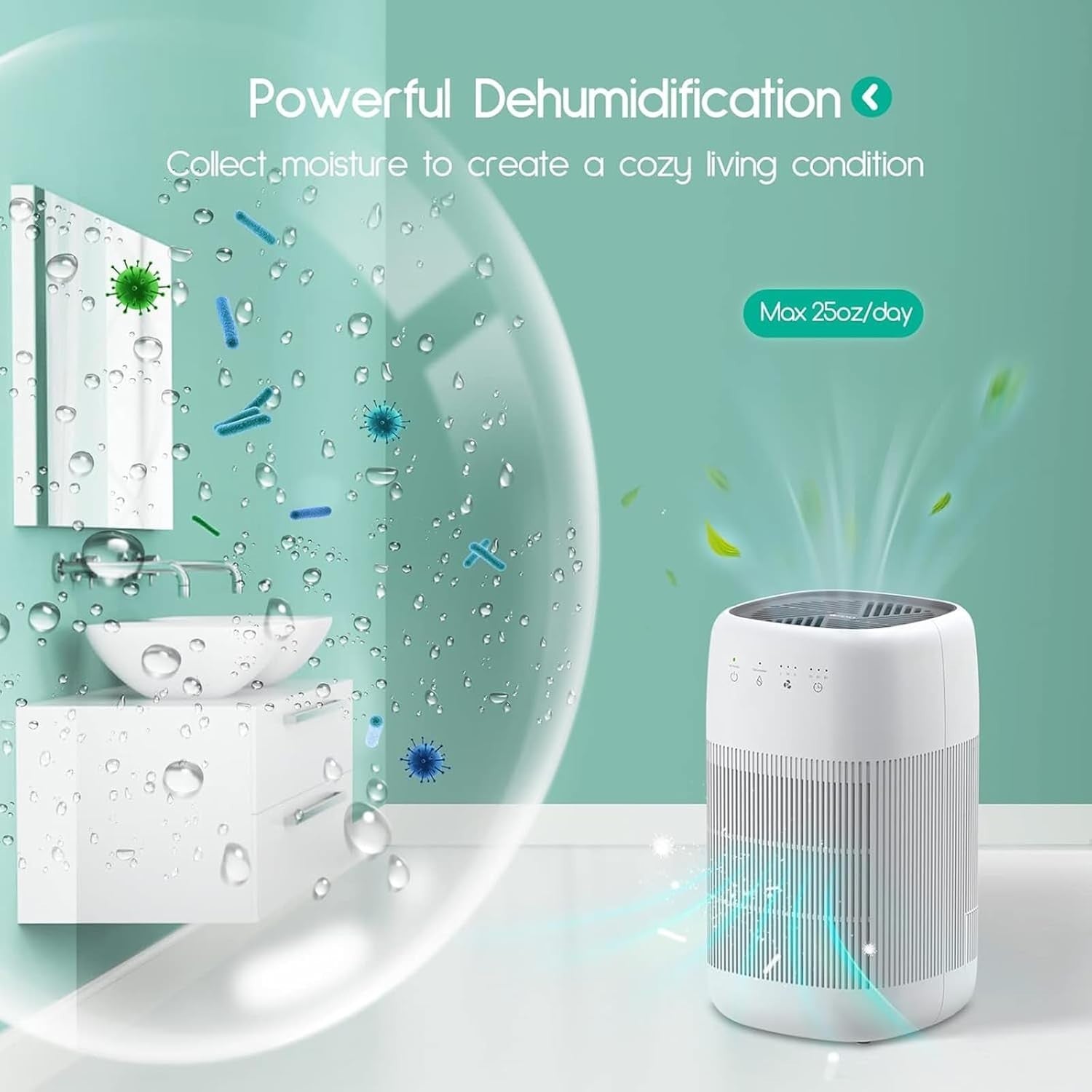2 in 1 Air Purifier Dehumidifier H13 HEPA Quiet Home Bedroom