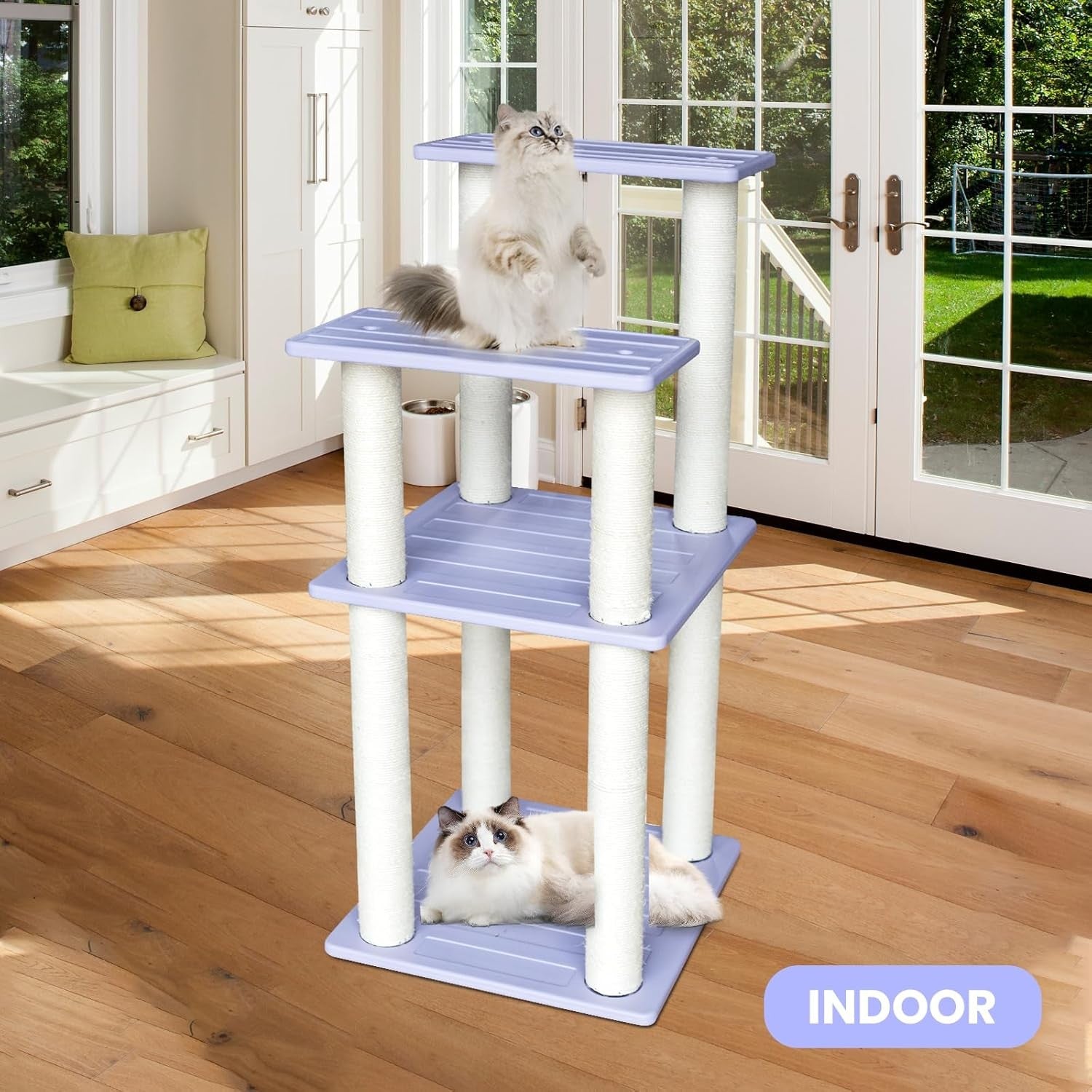 46 Inch Cat Tree Tower Multi Level Scratching Posts Indoor Outdoor Large Cats