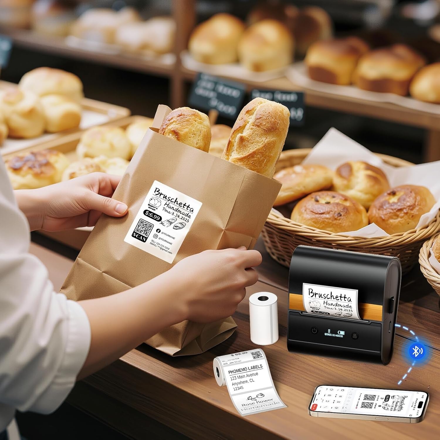 3 Inch Bluetooth Thermal Label Printer Portable Black