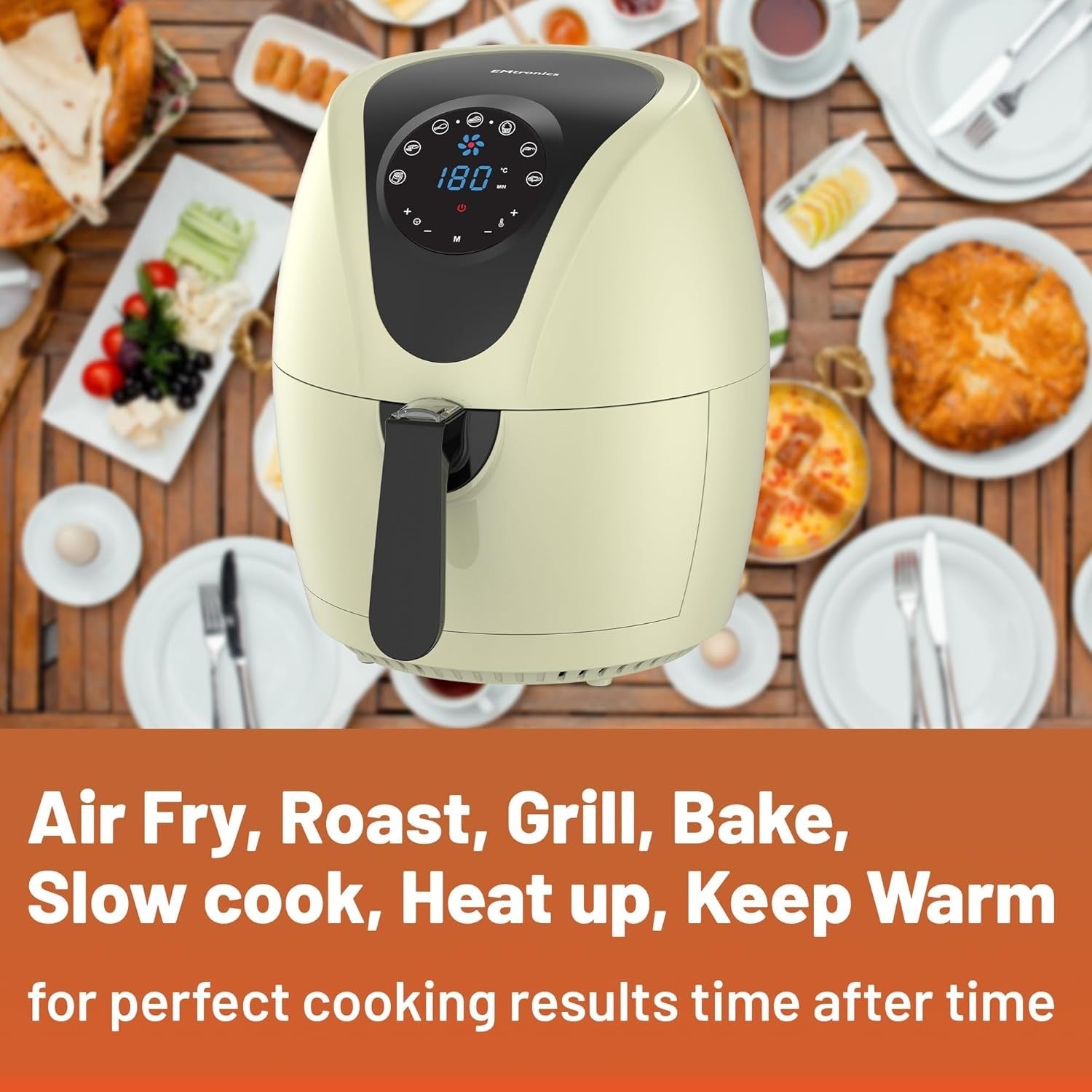 4.5L Digital Air Fryer | 1400W Oil-Free Cooking | 7 Presets |  Cream Finish