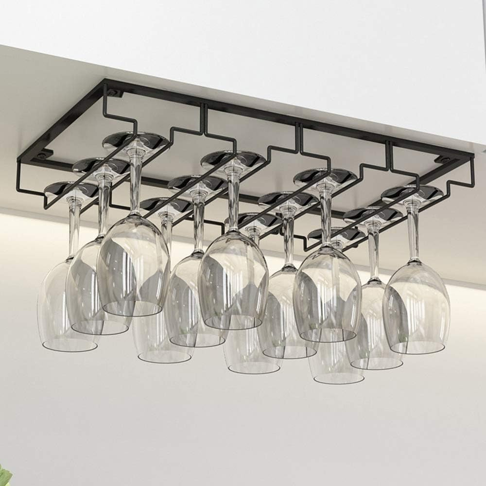 Under Cabinet Wine Glass Rack 2 Pack 4 Slot Hanging Stemware Holder Kitchen Bar