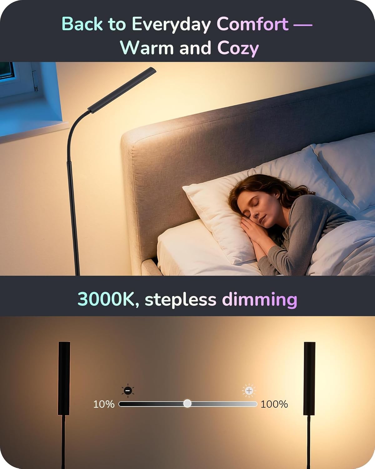 RGB LED Floor Lamp Remote Dimmable Gooseneck Standing Reading Light