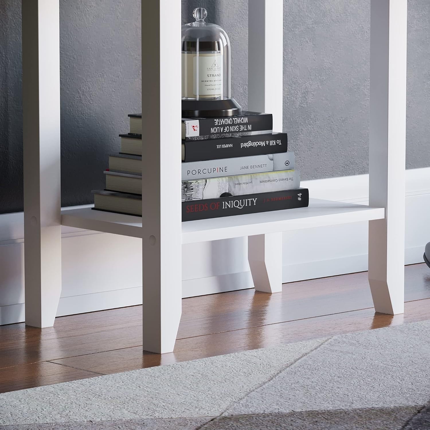 White Console Table with Drawer & Undershelf – Space-Saving Hallway Storage