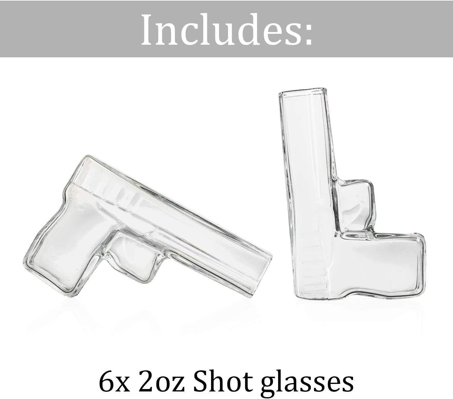 Pistol Whiskey Decanter Set with Shot Glasses & Case | 300ml Gun Design