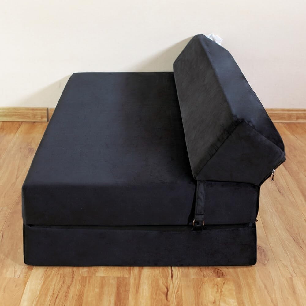 Double Fold-Out Sofa Bed | Plush Velvet Z-Futon Mattress for Living Room