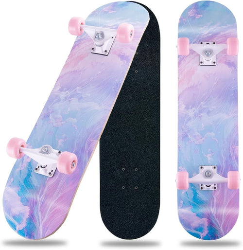 31x8 Maple Skateboard Complete Double Kick Pink Cruiser Beginner Teens