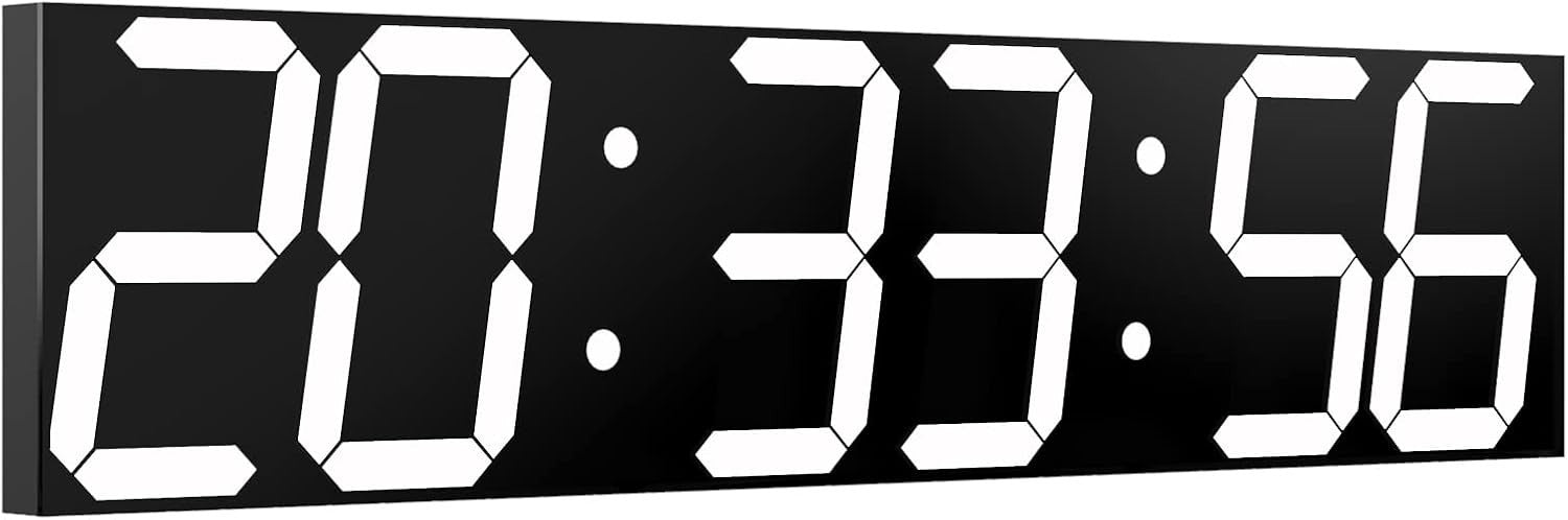 Oversized LED Wall Clock 27" Digital Timer Remote Date Temp Display white