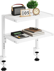 Clamp-On 2-Tier Adjustable Desk Shelf Organizer Rustic Brown 33cm