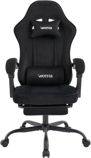 Ergonomic Gaming Chair Black Adjustable Reclining Chair with Footrest