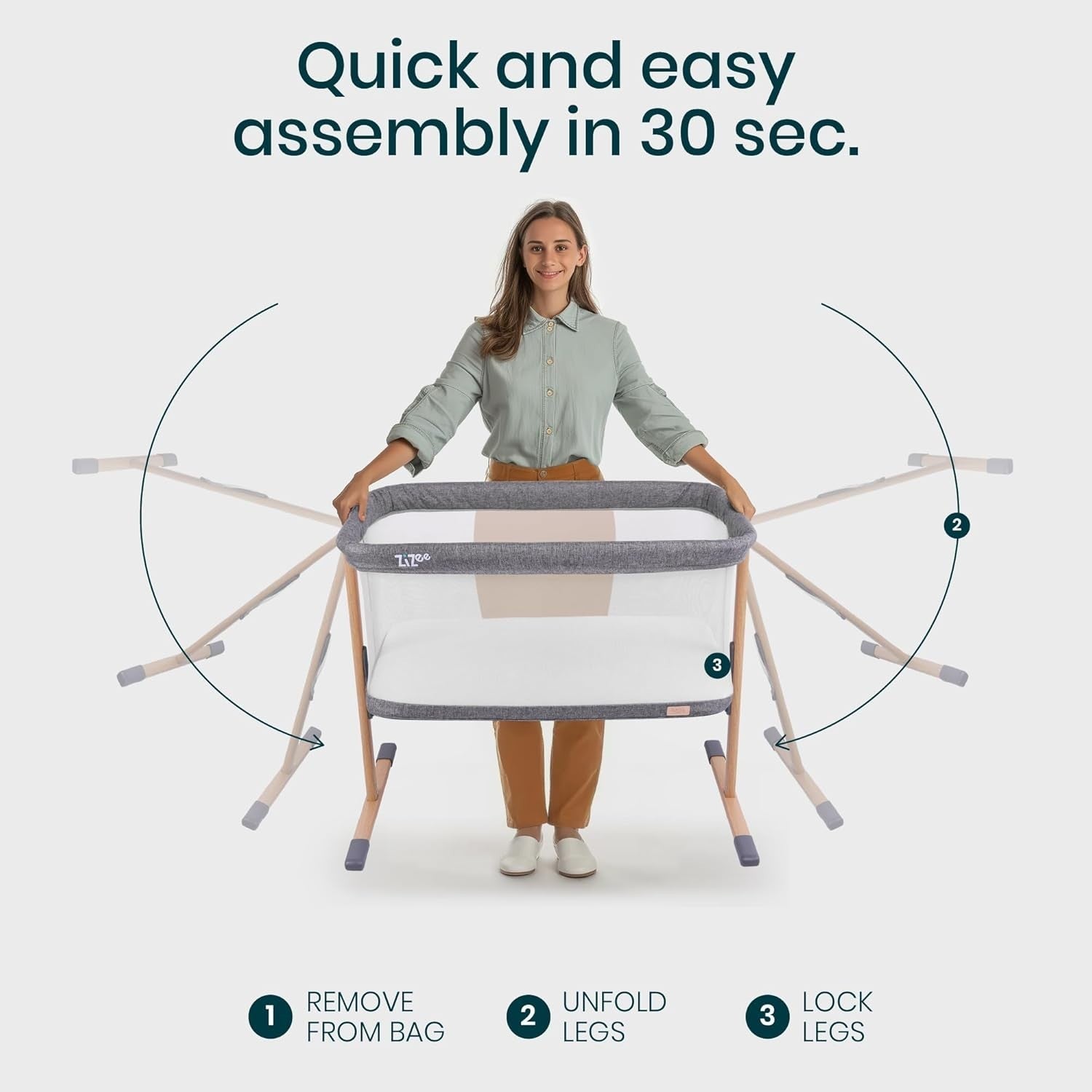 Rocking Baby Crib with Mesh Breathable Bassinet Travel Cot Wheels & Mattress