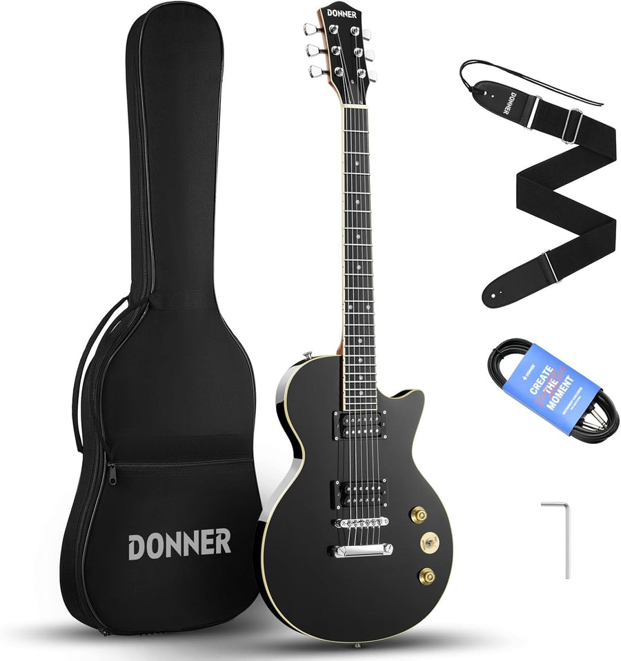 Electric Guitar 39in Full Size LP Style Starter Kit Black