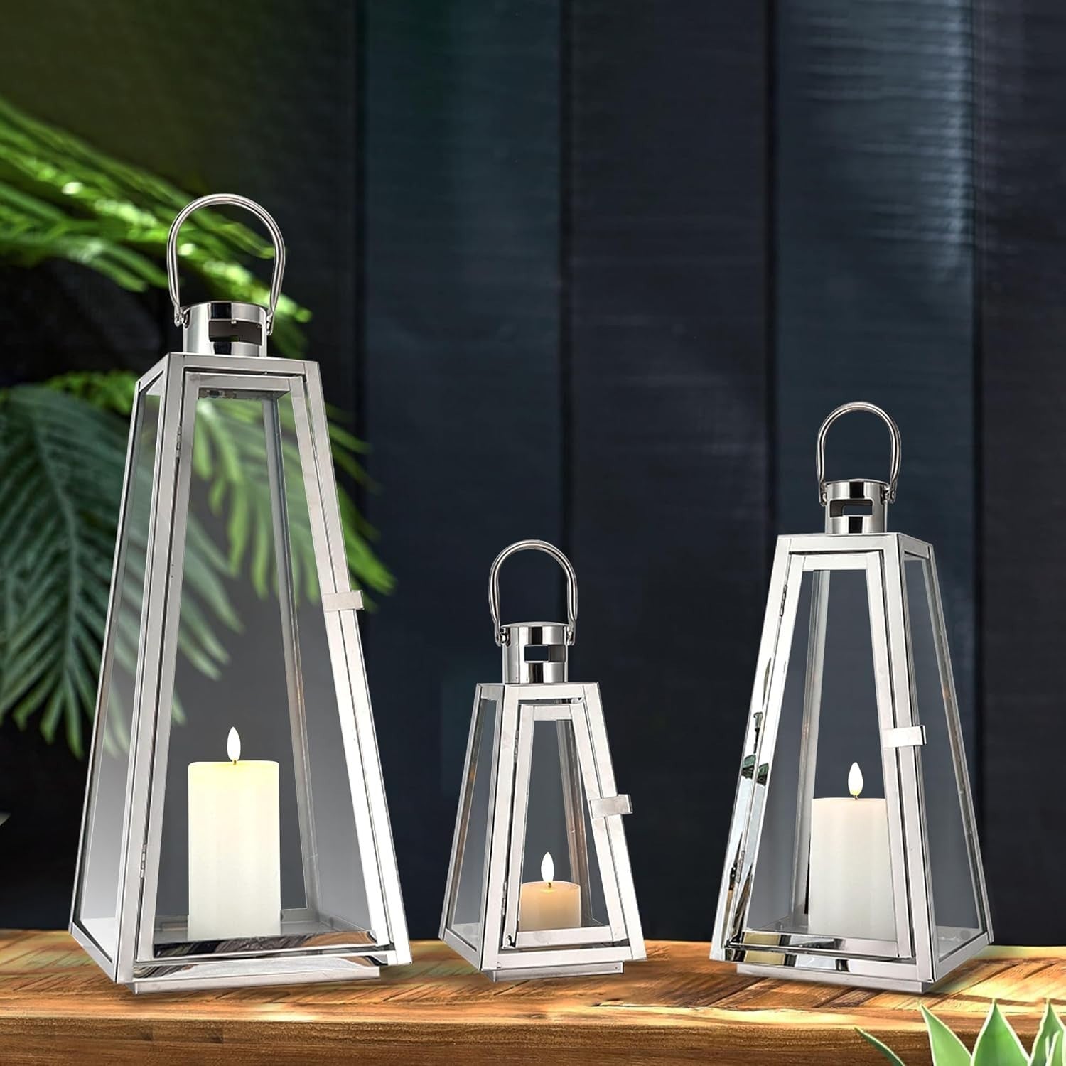 Gold Stainless Steel Decorative Lantern 30cm Metal Candle Holder