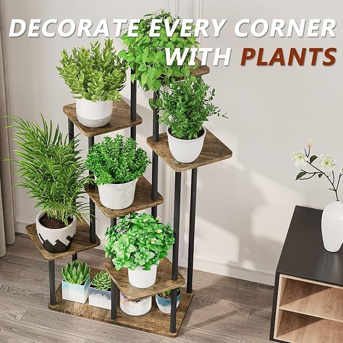 AZERPIAN Plant Stand 7 Tier Indoor Metal Flower Shelf for Multiple Plants Corner