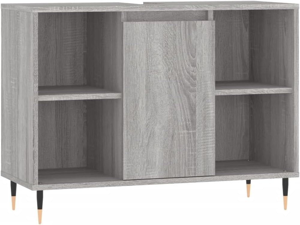 Space-Saving Grey Bathroom Cabinet with Storage Shelf 80x33x60cm