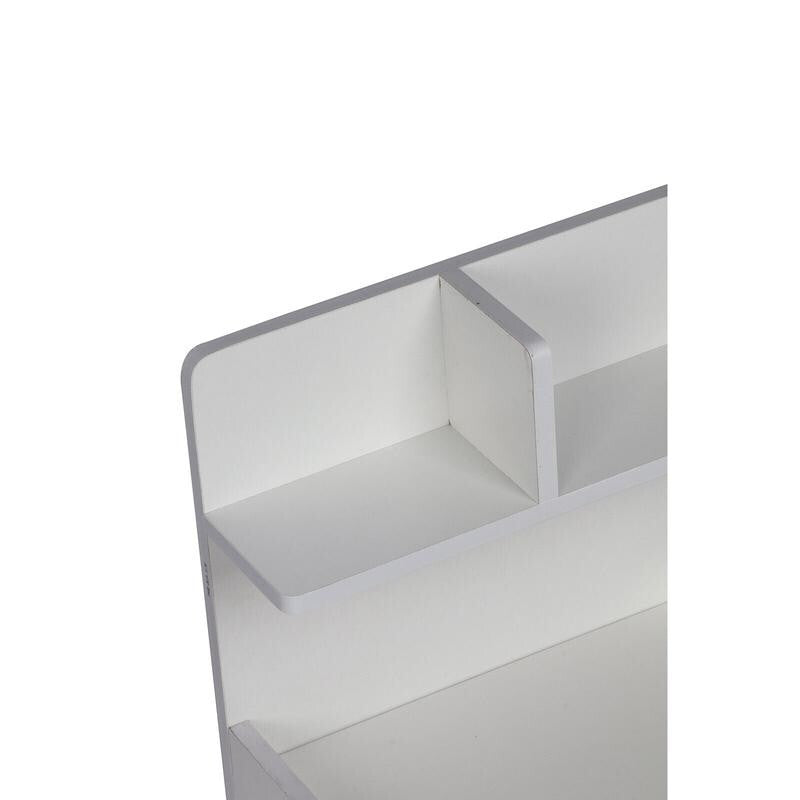 White Bedside Table with Drawer & Shelves, Compact Nightstand 60cm Modern