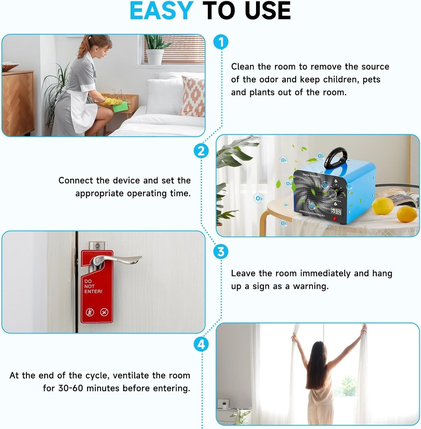 60000mg Ozone Generator Odor Eliminator Timer Large Room Smoke Pet 320㎡