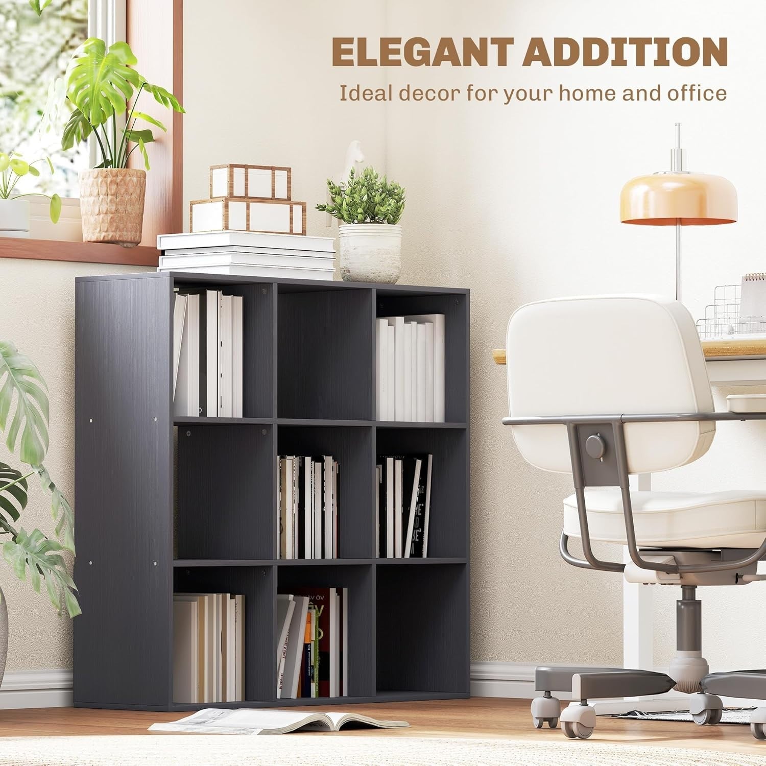 Modern 9 Cube Bookcase Storage Unit Grey – Freestanding Shelving for Home
