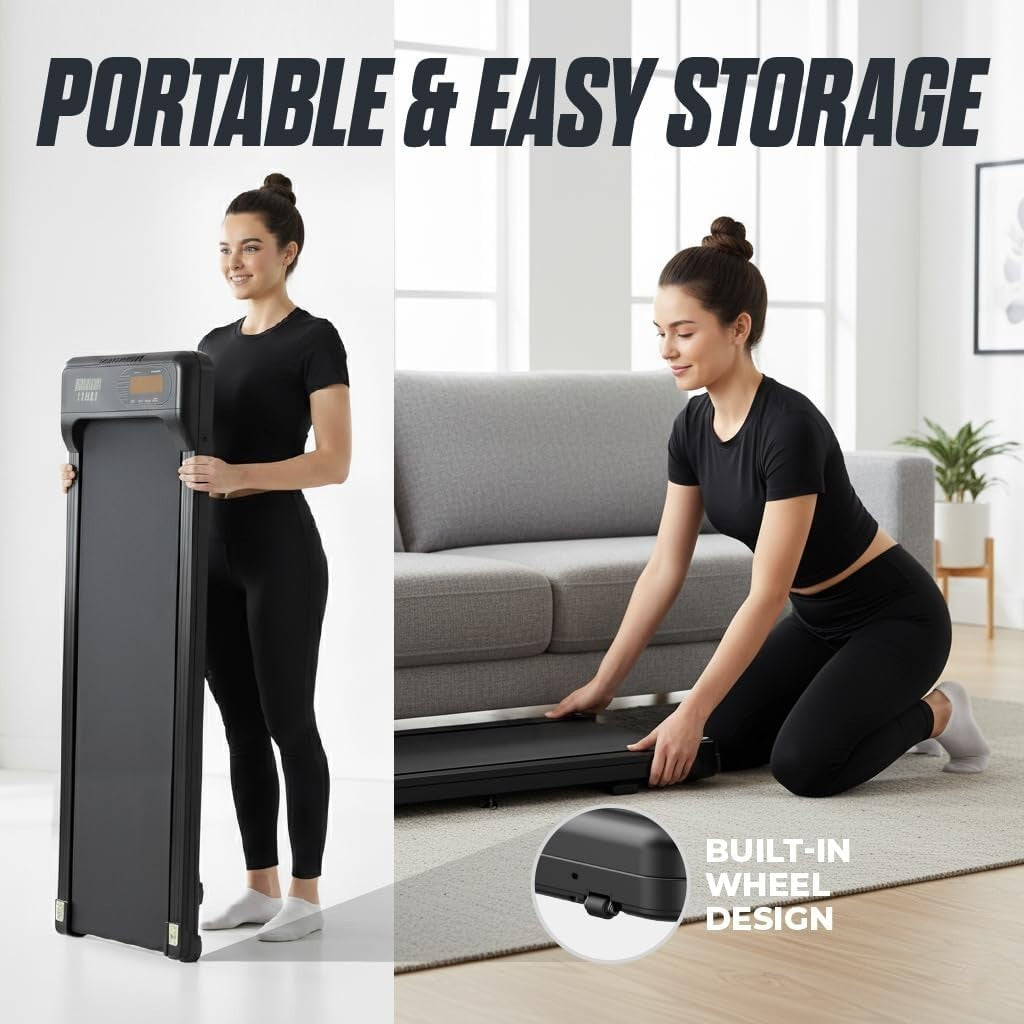 Compact Under Desk Walking Treadmill 2.5HP Quiet Motor Incline Home Office