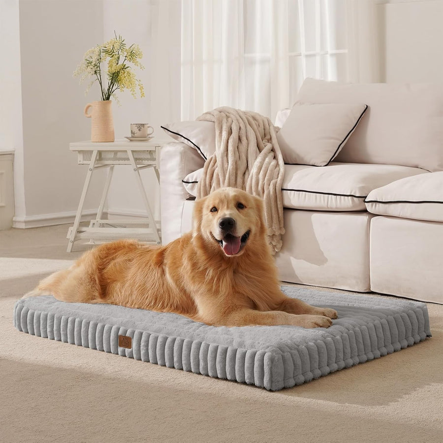 XL Orthopedic Dog Crate Bed 104x68cm Waterproof Grey