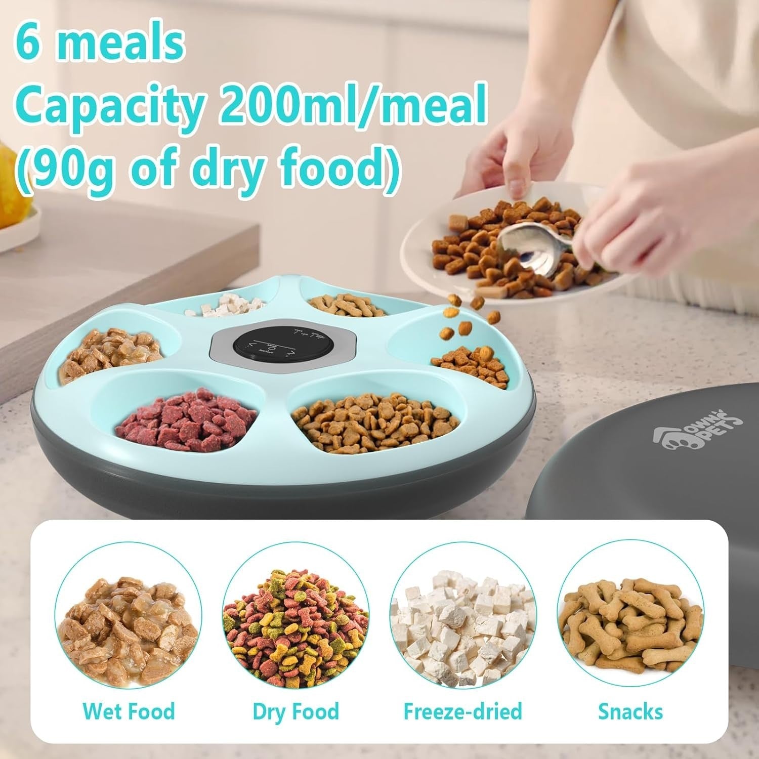 Automatic Pet Feeder 6 Meal Timer Wet Dry Food Dispenser Ice Packs USB