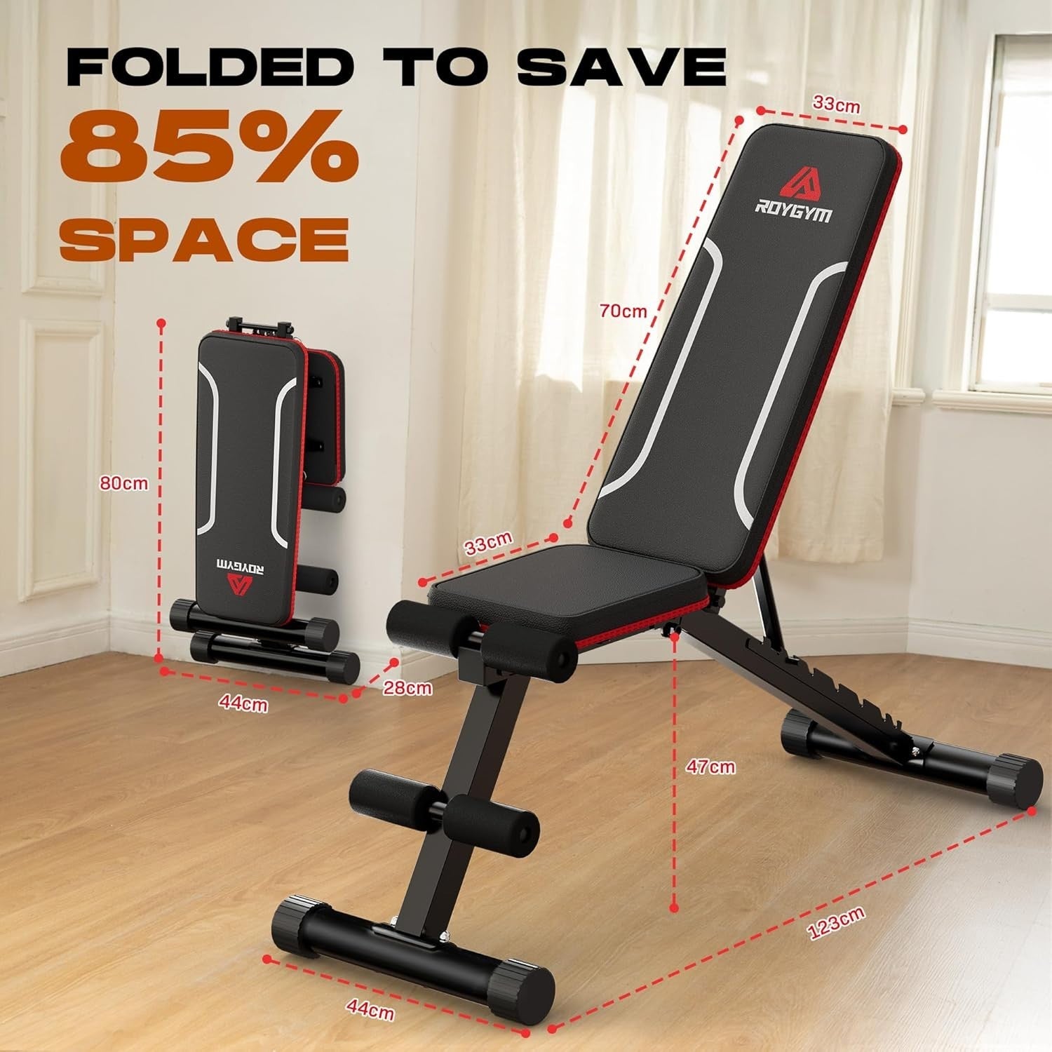 Folding Adjustable Weight Bench 300kg Incline Flat Home Gym Workout