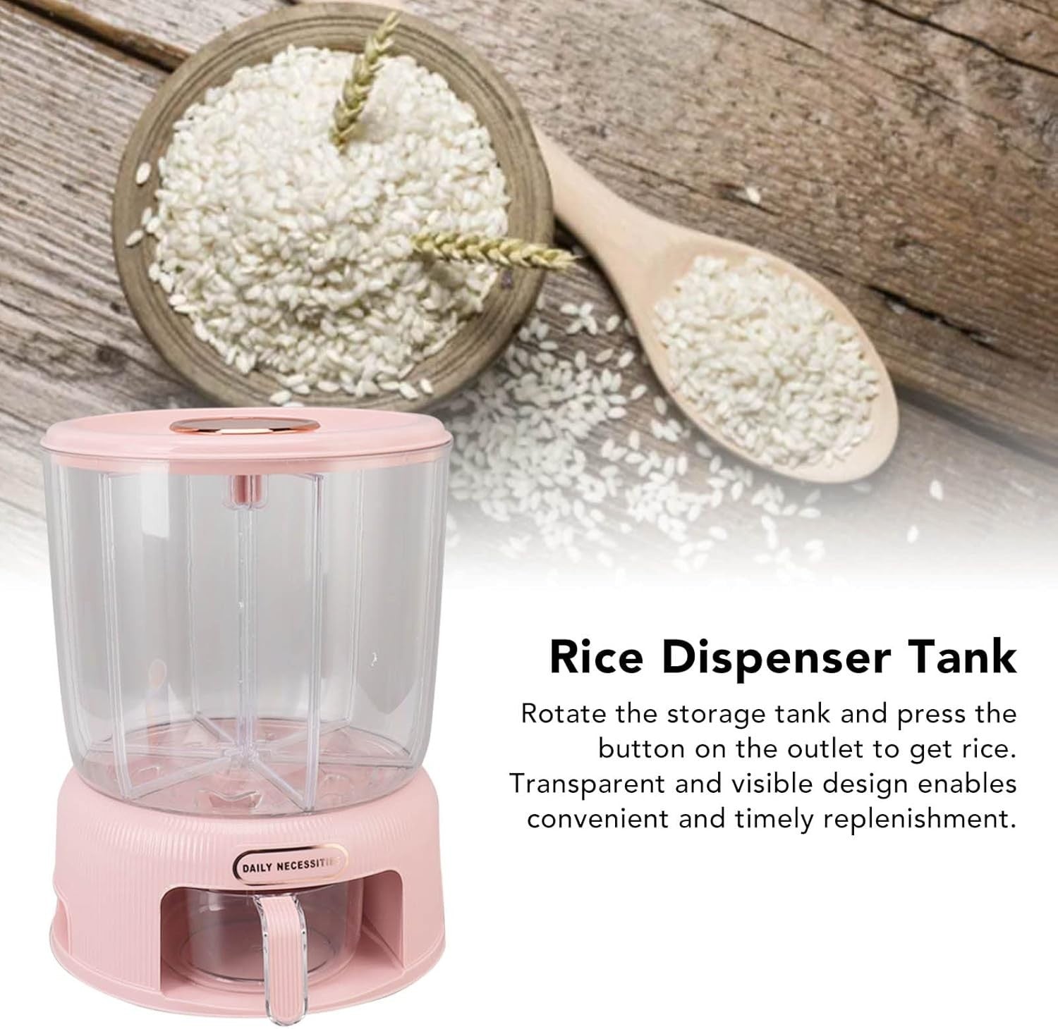 Rotating Grain Storage Dispenser 6 Grid Rice Bucket 12kg Dry Food Bin