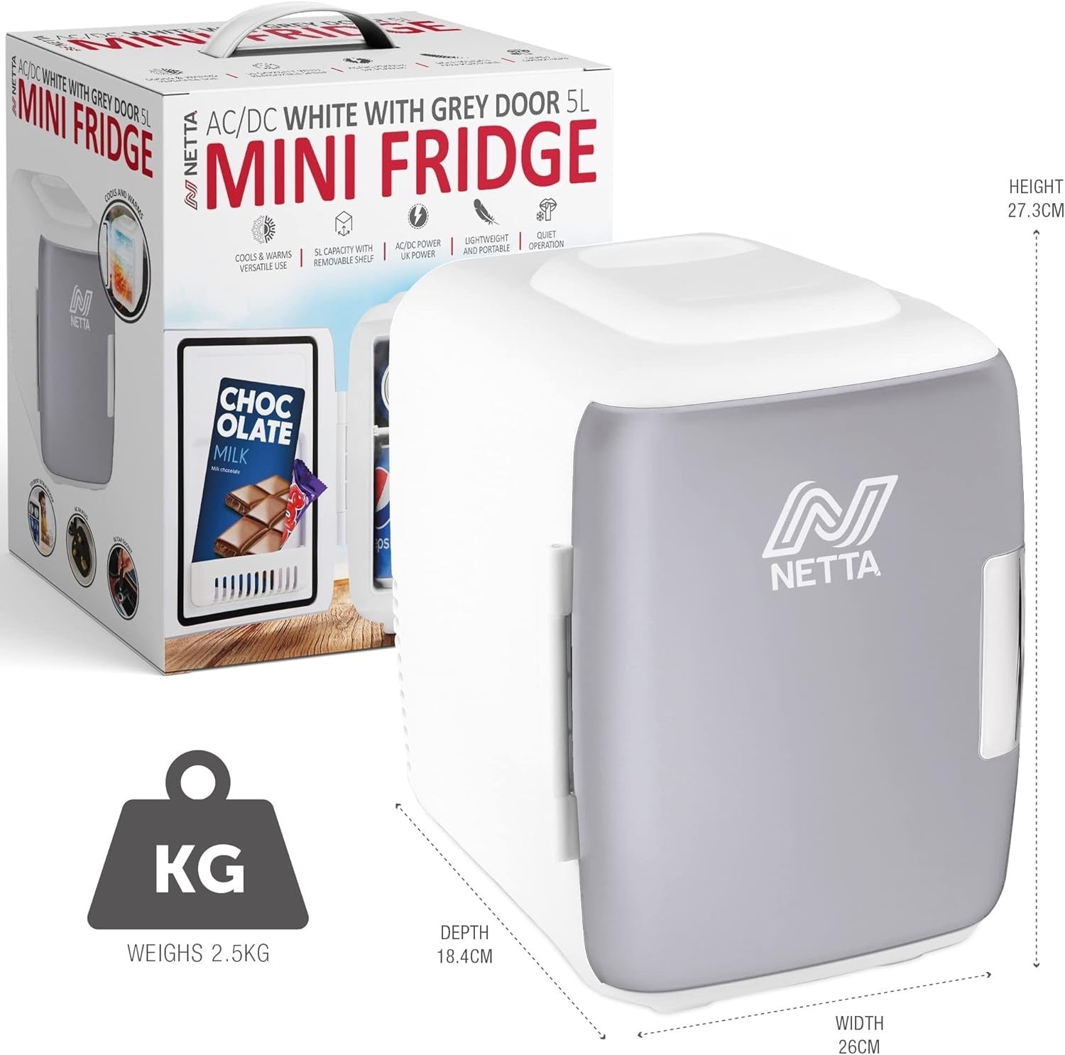 5L Mini Fridge Portable AC/DC Cooler Warmer Car Bedroom Skincare white