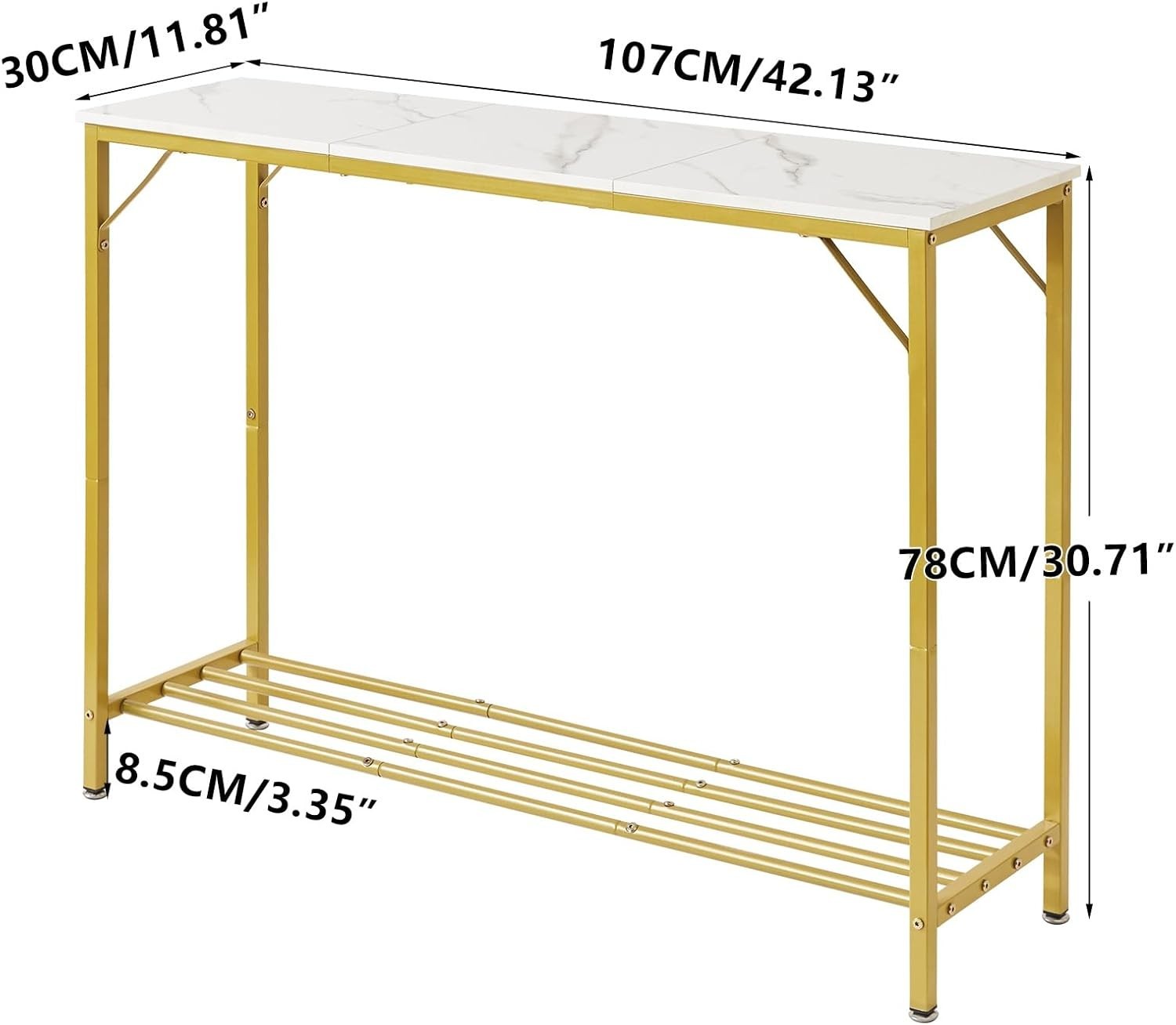 Slim Metal Frame Console Table 107cm Compact Hallway Sofa Table