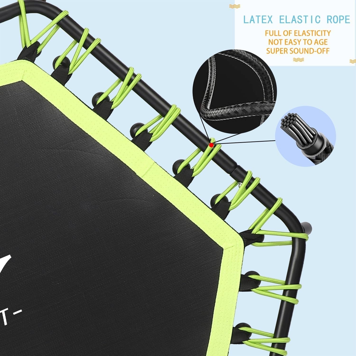48'' Bungee Rebounder Mini Trampoline Adjustable Handle Silent 150KG