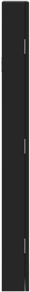 Slim Wall Mounted Jewelry Cabinet Mirror Lockable Vertical Storage Black