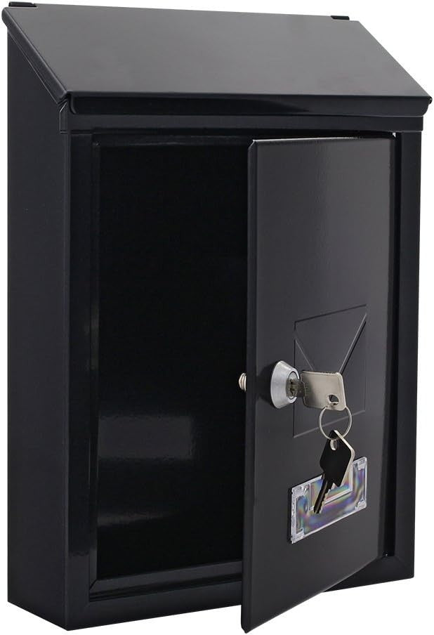 Secure Steel Wall Mailbox Lockable Double Entry Anthracite Post Box with Keys