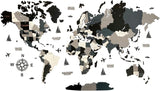 XL 3D Wooden World Map Wall Art Night Travel Decor 213x113cm
